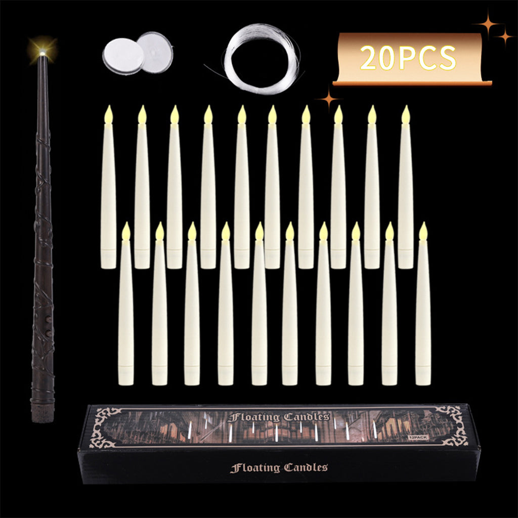 Magical Wand Remote Floating LED Taper Candles Set