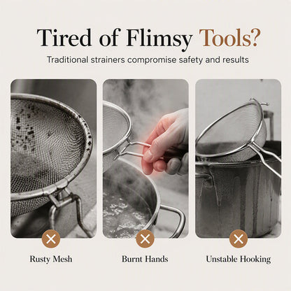 🔪🍳 Stainless Steel Sieve with Handle – Fine mesh, durable & easy-grip – Perfect for straining pasta, fruits & veggies 💧