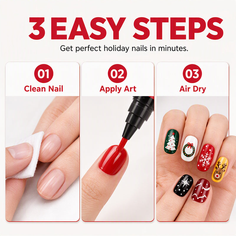 6-Color Christmas Nail Polish Pen Set