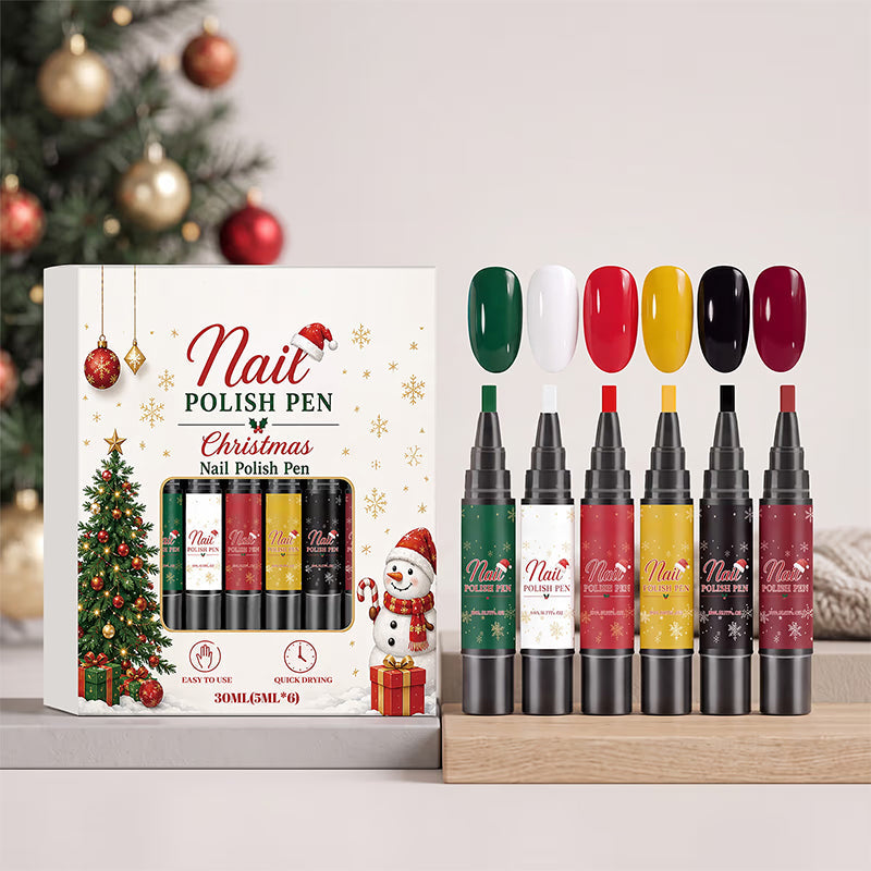 6-Color Christmas Nail Polish Pen Set
