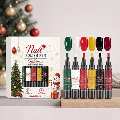 6-Color Christmas Nail Polish Pen Set