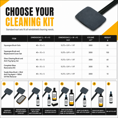 🚗Car Windshield Cleaning Brush – Extended Long Handle Double-Sided Window Cleaner, Reach Deep Corners, 4 Kit Options for Interior Auto Glass