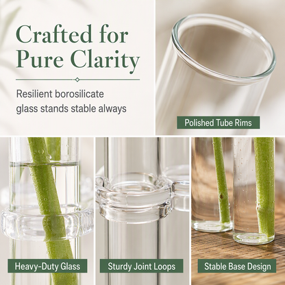 Clear Glass Test Tube Vase Set with Cleaning Brush