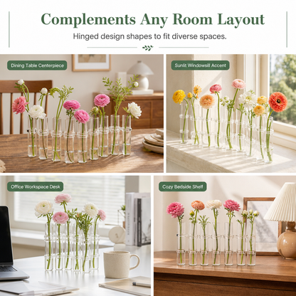 Clear Glass Test Tube Vase Set with Cleaning Brush