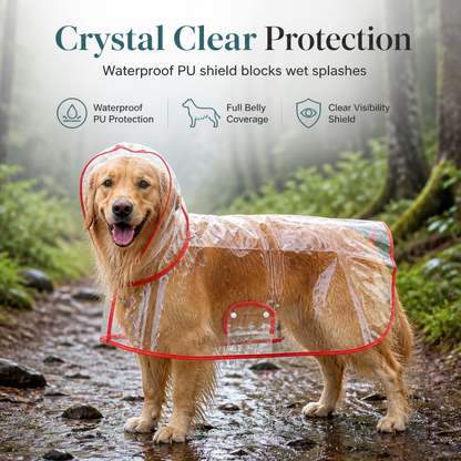 🌧️ Transparent Waterproof Dog Raincoat – XS to 8XL