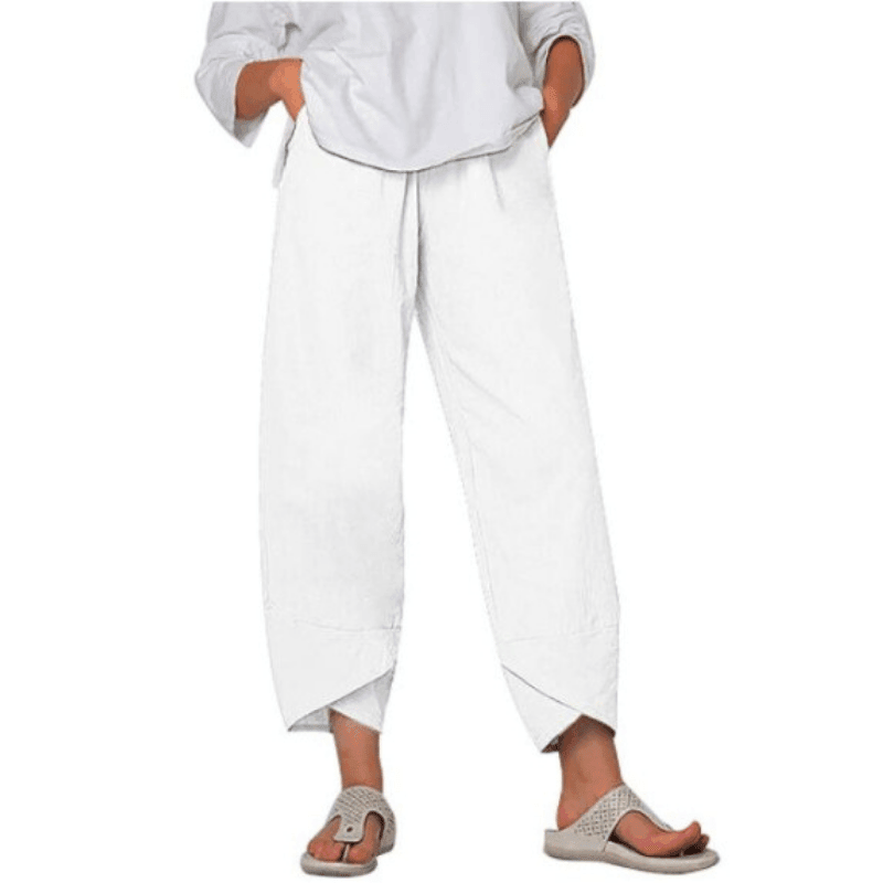 👖Vintage Asymmetrical Elastic Waist Pockets Pants – Unique Design, Comfortable Fit & Functional Style🌸